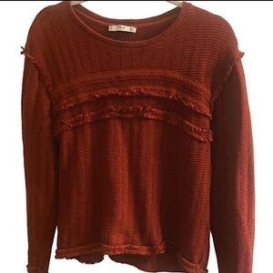 Mango‎ Suit Textured Fringe Scoop-neck Cotton Knit  Sweater